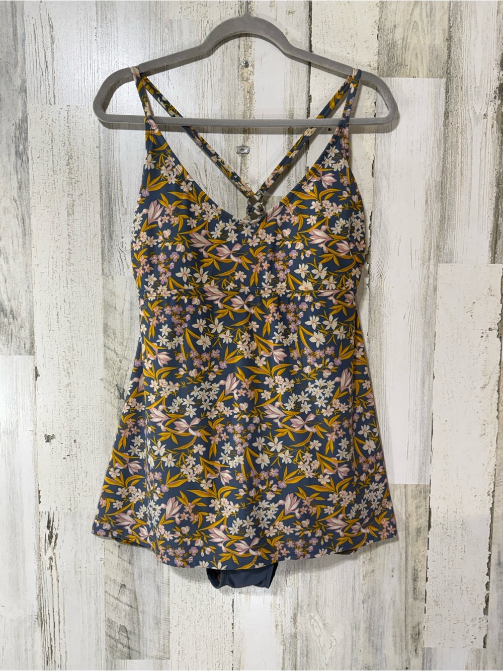Kona Sol Navy Floral One-Piece Swimdress XL